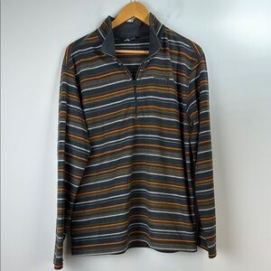 The North Face Gray/Orange/White Striped Fleece 1/4-Zip Jacket Men’s Size Large